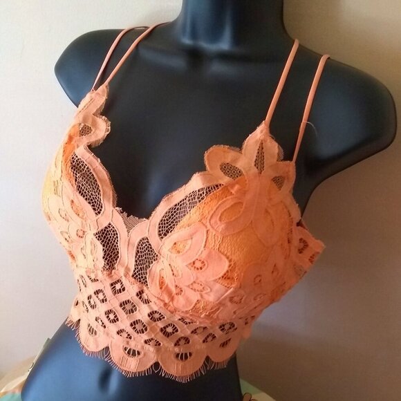 1X Sexy Lace Boudoir Bra & Matched Earrings! Mango Criss-Cross Spaghetti Straps - Picture 3 of 14